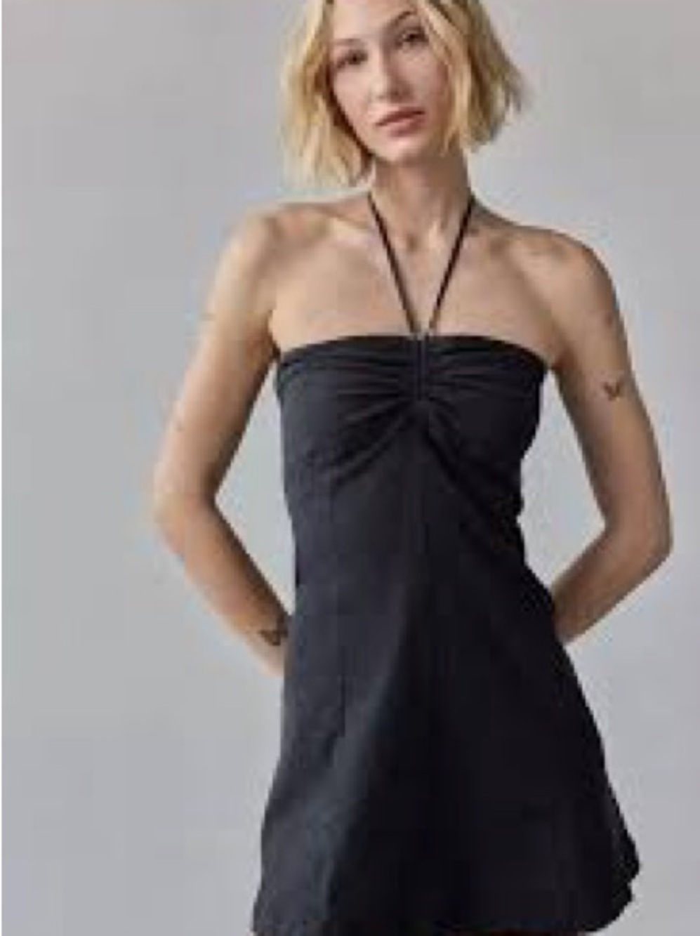 Kimchi Blue Black Strapless Halter Mini Dress